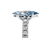 Solitaire Engagement Ring Setting for Fancy Blue Marquise Center with Single Row Accent Band and Prong Head in Platinum