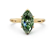 Solitaire Engagement Ring Setting for Fancy Green Marquise Center with Bamboo Band and Prong Head in Yellow Gold