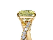 Crossover Engagement Ring Setting for Fancy Yellow Radiant Cut Center with Pave and Plain Strands and Prong Head in Yellow Gold