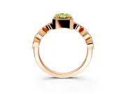 Vintage Station Engagement Ring Setting for Fancy Yellow Radiant Cut Center with Accents and Prong Head in Rose Gold