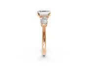 3 Stone Engagement Ring Setting for Asscher Cut Center with Large Pear-Shaped Accents and Prong Head in Rose Gold