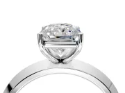 Solitaire Engagement Ring Setting for Radiant Cut Center with Wide Knife Ridge Band and Prong Head in Platinum