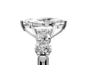 5 Stone Engagement Ring Setting for Marquise Center with Graduated Accents and Prong Head in Sterling Silver
