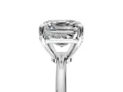 Minimalist Solitaire Engagement Ring Setting for Asscher Cut Center with Thin Band and Prong Head in White Gold