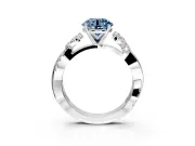 Floral Engagement Ring Setting for Fancy Blue Round Cut Center with Trailing Marquise Accents and Prong Head in Sterling Silver