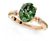 Rope Engagement Ring Setting for Fancy Green Oval Center with Accent Shoulders and Prong Head in Rose Gold