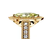 Milgrain Halo Engagement Ring Setting for Fancy Yellow Marquise Center with Pave Band and Prong Head in Yellow Gold