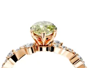 Solitaire Engagement Ring Setting for Fancy Yellow Marquise Center with Bar-Station Pave Twist and Prong Head in Rose Gold