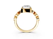 Vintage Station Engagement Ring Setting for Asscher Cut Center with Accents and Prong Head in Yellow Gold