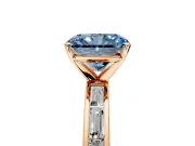 Solitaire Engagement Ring Setting for Fancy Blue Radiant Cut Center with Channel Baguette Band and Prong Head in Rose Gold