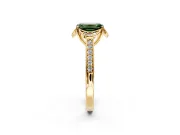 Floral Engagement Ring Setting for Fancy Green Emerald Cut Center with Four Accent Clusters and Prong Head in Yellow Gold