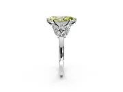 Leaf Cluster Engagement Ring Setting for Fancy Yellow Marquise Center with Marquise Accents and Prong Head in Platinum
