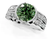 Bezel Engagement Ring Setting for Fancy Green Round Cut Center with Wide Channel-Set Band and Bezel Head in Platinum