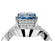 Halo Engagement Ring Setting for Fancy Blue Princess Cut Center with Pave Infinity Twist Band and Prong Head in White Gold