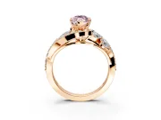 Halo Engagement Ring Setting for Fancy Pink Marquise Center with Marquise and Pave Bypass Band and Prong Head in Rose Gold