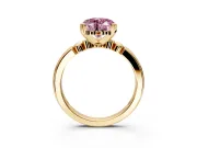 Solitaire Engagement Ring Setting for Fancy Pink Heart-Shaped Center with Beaded Shoulders and Prong Head in Yellow Gold