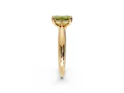 Solitaire Engagement Ring Setting for Fancy Yellow Emerald Cut Center with Reverse Tapered Band and Prong Head in Yellow Gold