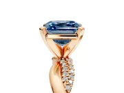 Solitaire Engagement Ring Setting for Fancy Blue Asscher Cut Center with Pave and Plain Crossover and Basket Head in Rose Gold