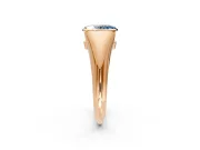 Tension Engagement Ring Setting for Fancy Blue Oval Center with Wide Tapered Band and Tension Head in Rose Gold