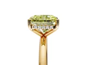 Hidden Halo Engagement Ring Setting for Fancy Yellow Radiant Cut Center with Thin Round-Wire Band and Prong Head in Yellow Gold