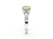 3 Stone Engagement Ring Setting for Fancy Yellow Asscher Cut Center with Matching Side Accents and Prong Head in Platinum