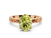 Solitaire Engagement Ring Setting for Fancy Yellow Oval Center with Scrollwork Band and Prong Head in Rose Gold