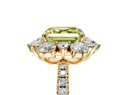 Floral Halo Engagement Ring Setting for Fancy Yellow Asscher Cut Center with Pave Accents and Prong Head in Yellow Gold