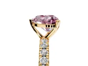 Solitaire Engagement Ring Setting for Fancy Pink Heart-Shaped Center with Shared-Prong Accents and Prong Head in Yellow Gold