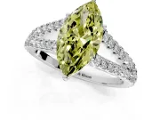 Solitaire Engagement Ring Setting for Fancy Yellow Marquise Center with Pave Split Shank and Prong Head in Sterling Silver