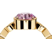 Milgrain Bezel Engagement Ring Setting for Fancy Pink Round Cut Center with Marquise Stations and Bezel Head in Yellow Gold