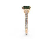 Solitaire Engagement Ring Setting for Fancy Green Asscher Cut Center with Widening Pave Band and Claw Prong Head in Rose Gold