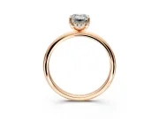 Hidden Halo Engagement Ring Setting for Emerald Cut Center with Thin Round-Wire Band and Prong Head in Rose Gold