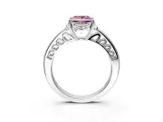 Floral Engagement Ring Setting for Fancy Pink Princess Cut Center with Four Accent Clusters and Prong Head in White Gold