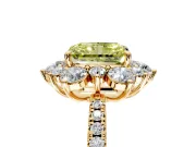 Floral Halo Engagement Ring Setting for Fancy Yellow Radiant Cut Center with Pave Accents and Prong Head in Yellow Gold