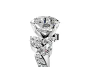 Solitaire Engagement Ring Setting for Round Cut Center with Marquise Accent Twist Band and Prong Head in Platinum