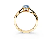 Solitaire Engagement Ring Setting for Fancy Blue Pear-Shaped Center with Plain Bypass Twist Band and Prong Head in Yellow Gold