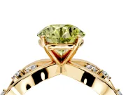 Solitaire Engagement Ring Setting for Fancy Yellow Round Cut Center with Criss-Cross Accent Band and Prong Head in Yellow Gold