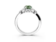 Solitaire Engagement Ring Setting for Fancy Green Oval Center with Marquise Flower Shoulders and Prong Head in White Gold