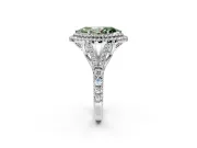 Double Halo Engagement Ring Setting for Fancy Green Marquise Center with Narrow Pave Split Shank and Prong Head in White Gold