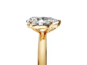Low-Set Solitaire Engagement Ring Setting for Pear-Shaped Center with Thin Plain Band and Prong Head in Yellow Gold