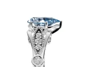 Solitaire Engagement Ring Setting for Fancy Blue Pear-Shaped Center with Marquise and Bezel Accents and Prong Head in Platinum