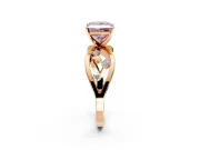 Solitaire Engagement Ring Setting for Fancy Pink Princess Cut Center with Criss-Cross Accent Band and Prong Head in Rose Gold