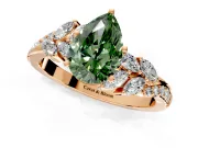 Solitaire Engagement Ring Setting for Fancy Green Pear-Shaped Center with Marquise Accent Twist Band and Prong Head in Rose Gold