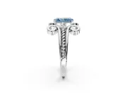 Solitaire Engagement Ring Setting for Fancy Blue Radiant Cut Center with Twisted Band and Scroll Prong Head in Platinum