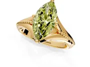 Solitaire Engagement Ring Setting for Fancy Yellow Marquise Center with Milgrain Cathedral Band and Prong Head in Yellow Gold
