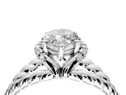 Halo Engagement Ring Setting for Marquise Center with Rope Twist Split Shank and Prong Head in Platinum
