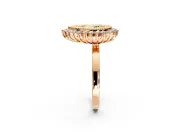 Halo Engagement Ring Setting for Fancy Yellow Pear-Shaped Center with Milgrain Bezel Rim, Plain Band and Prong Head in Rose Gold