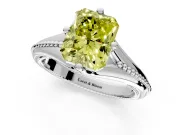 Solitaire Engagement Ring Setting for Fancy Yellow Radiant Cut Center with Milgrain Cathedral Band and Prong Head in White Gold