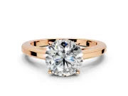 Solitaire Engagement Ring Setting for Round Cut Center with Flat-Sided Plain Band and Prong Head in Rose Gold