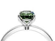 Solitaire Engagement Ring Setting for Fancy Green Emerald Cut Center with Thin Rounded Plain Band and Prong Head in Sterling Silver